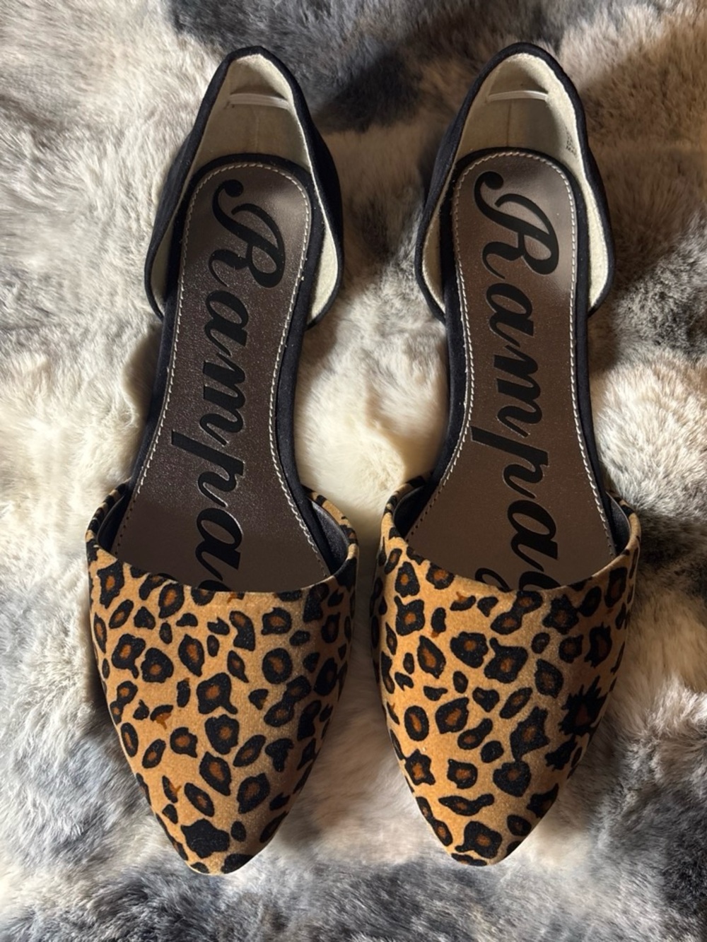 Rampage Leopard Print D'Orsay Pointed Flats - Tan & Black